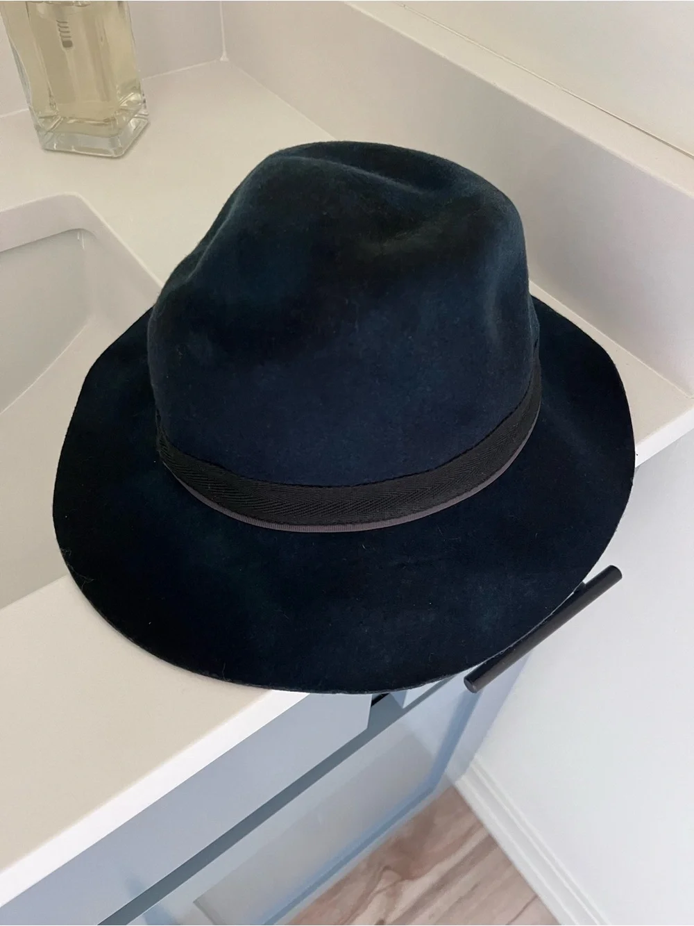 Biltmore for Madewell Black 100% Wool Felt Wide-Brim Fedora Hat | Sm/Med